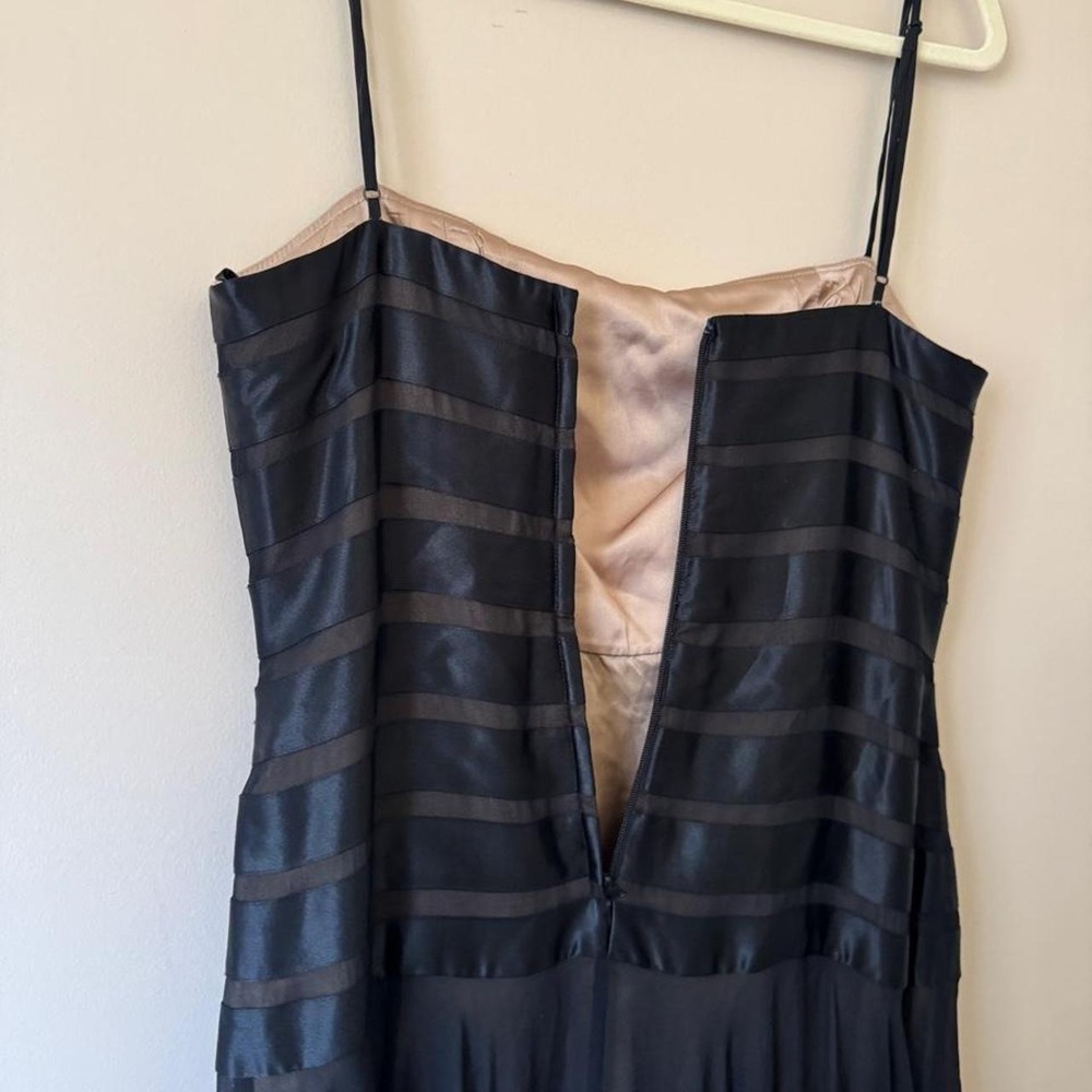 Vintage BCBG Max Azria Black Silk Dress Whimsi Goth 90s Y2K 100% Stripe - Picture 5 of 8